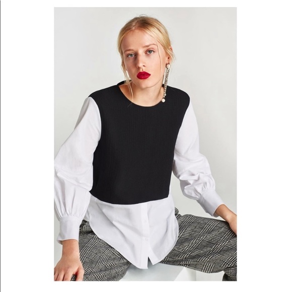 Zara Tops - Zara Contrast Poplin Top